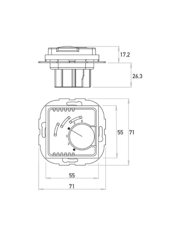 PARIS – Room thermostat “NC”, line connection 0.75mm² to 2.5mm², temperature range 5?C-30?C, night setback 4 Kelvin, switch off – 1-K290102011
