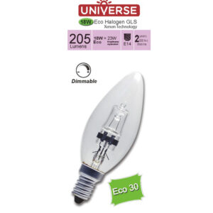ΛΑΜΠΑ ΑΛΟΓΟΝΟΥ ΕCO30 ΚΕΡΑΚΙ C35 18W Ε14 2800K 220-240V 204lm 360° DIMMABLE UNIVERSE – 1-U001465