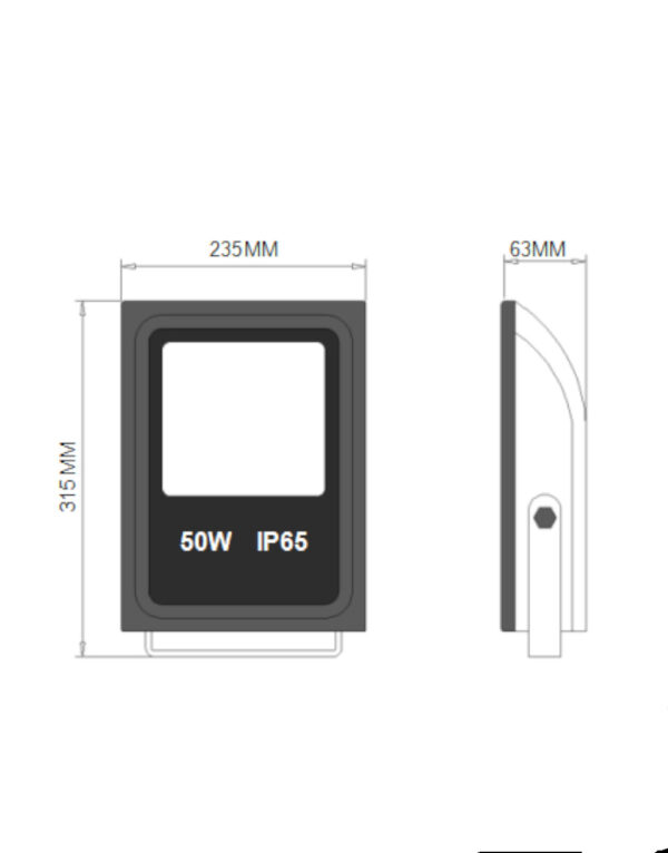 ΠΡΟΒΟΛΕΑΣ LED SMD 50W 3000K 100-265V 5000lm 120° IP65 ΜΑΥΡΟΣ UNIVERSE – 1-U004091