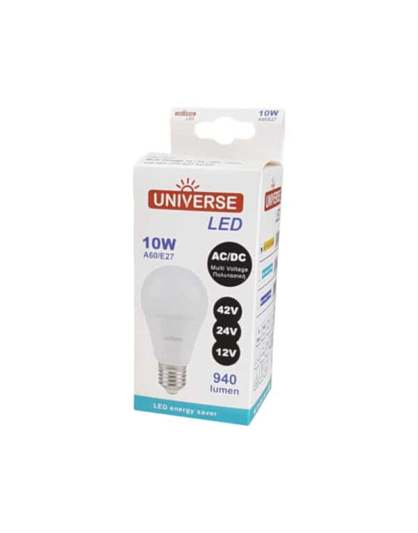 ΛΑΜΠΑ LED SMD Α60 10W E27 4000K 12-24-42VAC/DC 880lm/F UNIVERSE – 1-U005203