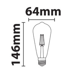 ΛΑΜΠΑ LED CROSS FILAMENT ΔΙΑΦΑΝΗ ST64 7W E27 2700K 220-240V 806lm 360° DIMMABLE UNIVERSE – 1-U007184