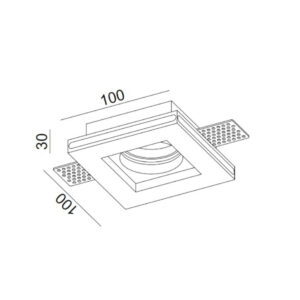 ΣΠΟΤ ΧΩΝEYTO ΓΥΨΙΝΟ 100x100x30mm 1xMR16/GU10 MAX 50W UNIVERSE – 1-U008914