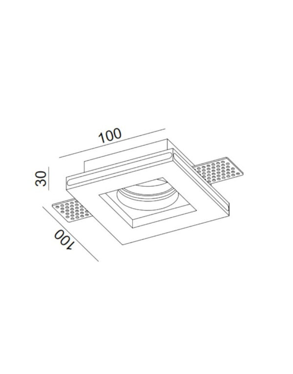 ΣΠΟΤ ΧΩΝEYTO ΓΥΨΙΝΟ 100x100x30mm 1xMR16/GU10 MAX 50W UNIVERSE – 1-U008914