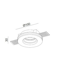 ΣΠΟΤ ΧΩΝEYTO ΓΥΨΙΝΟ Φ100x30mm 1xMR16/GU10 MAX 50W UNIVERSE – 1-U008921