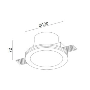 ΣΠΟΤ ΧΩΝEYTO ΓΥΨΙΝΟ Φ130x70mm 1xMR16/GU10 MAX 50W UNIVERSE – 1-U008945