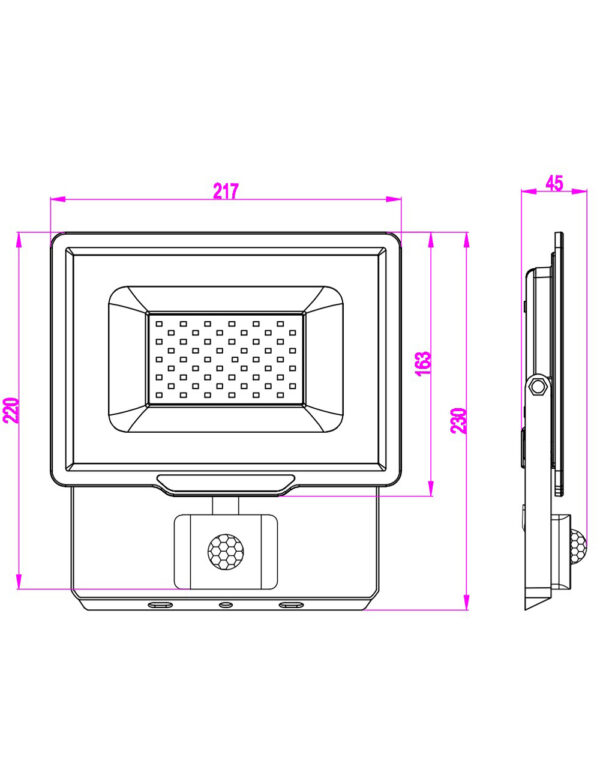ΠΡΟΒΟΛΕΑΣ LED SMD DOB 50W ME ANIXNEYTH ΚΙΝΗΣΗΣ 5000K 220-240V 4750lm 100° IP65 ΑΝΘΡΑΚΙ UNIVERSE – 1-U009140