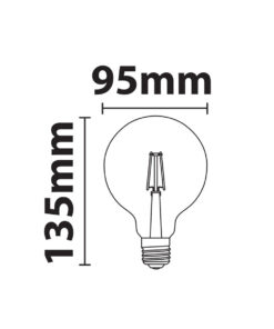 ΛΑΜΠΑ LED CROSS FILAMENT ΜΕΛΙ G95 7W E27 2200K 220-240V 806lm 360° DIMMABLE UNIVRSE – 1-U010894