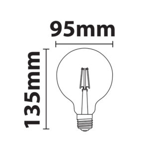 ΛΑΜΠΑ LED CROSS FILAMENT ΜΕΛΙ G95 7W E27 2200K 220-240V 806lm 360° DIMMABLE UNIVRSE – 1-U010894