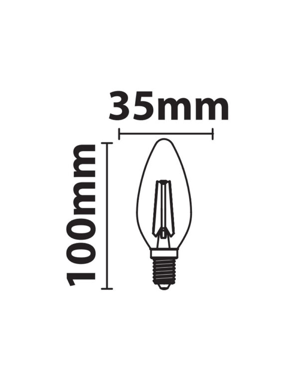 ΛΑΜΠΑ LED CROSS FILAMENT ΜΕΛΙ C35 6W E14 2200K 220-240V 660lm 360° DIMMABLE UNIVRSE – 1-U012300
