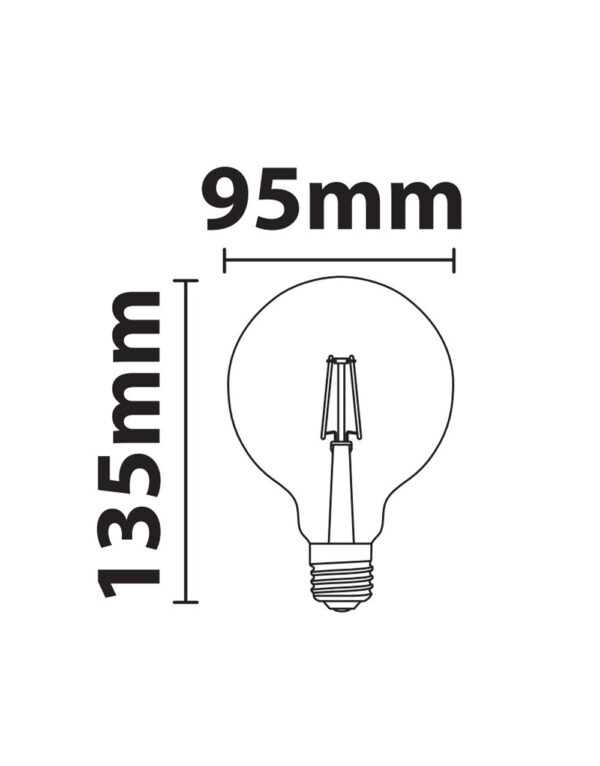 ΛΑΜΠΑ LED CROSS FILAMENT ΔΙΑΦΑΝΗ G95 8W E27 2700K 220-240V 1050lm/E 360° DIMMABLE UNIVERSE – 1-U012744