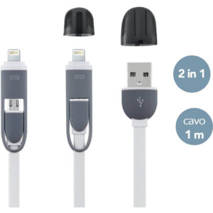 ΚΑΛΩΔΙΟ ΦΟΡΤΙΣΗΣ ΜΕ MICROUSB & LIGHTING MFI 1M ΛΕΥΚΟ ELECTRALINE – 2-EL500332