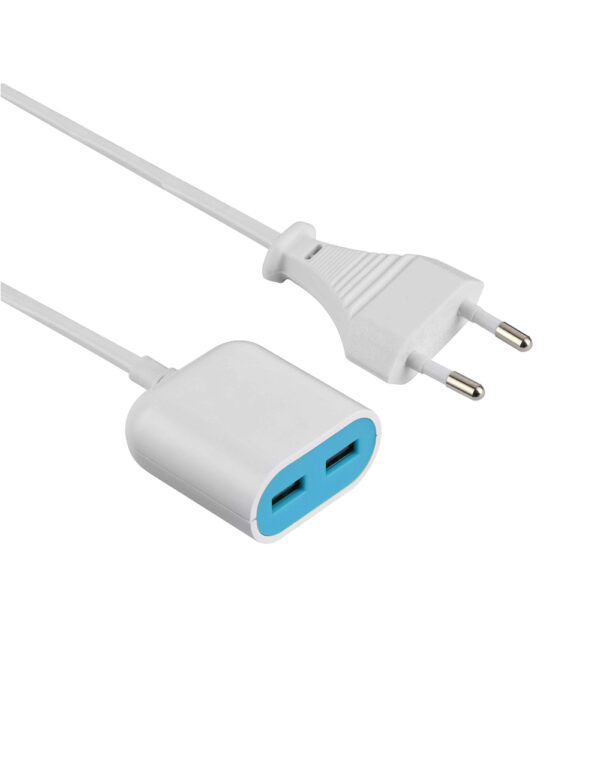 ΠΡΟΕΚΤΑΣΗ ΚΑΛΩΔΙΟΥ 1,5Μ ΜΕ ΔΙΠΟΛΙΚΟ ΦΙΣ & 2ΧUSB (2.4A)-ΜΠΛΕ ELECTRALINE – 2-EL500343