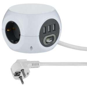 ΠΟΛΥΠΡΙΖΟ 3 ΘΕΣΕΩΝ, 3ΧUSB (2.4A)  ΜΕ 1,5Μ ΚΑΛΩΔΙΟ ΚΑΙ ΔΙΑΚΟΠΤΗ ELECTRALINE – 2-EL62078