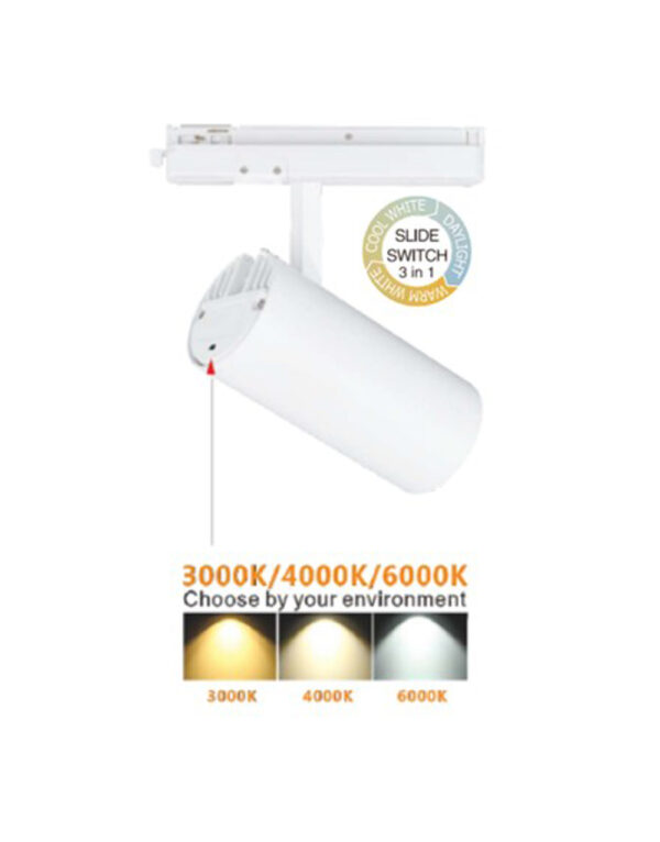 ΦΩΤΙΣΤΙΚΟ ΣΠΟΤ ΡΑΓΑΣ 30W CCT TUNABLE 3000/4000/6000K 2850lm 38° ΛΕΥΚΟ ΜΕ ΤΡΙΦΑΣΙΚΟ T-SHAPE DRIVER ΑΝΤΑΠΤΟΡΑ UNIVERSE – 2-U008624
