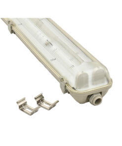 ΦΩΤΙΣΤΙΚΟ ΣΚΑΦΑΚΙ PC ΣΤΕΓΑΝΟ ΙΡ65 120CM ΓΙΑ ΛΑΜΠΕΣ LED Τ8 2X18W UNIVERSE – 2-U011600