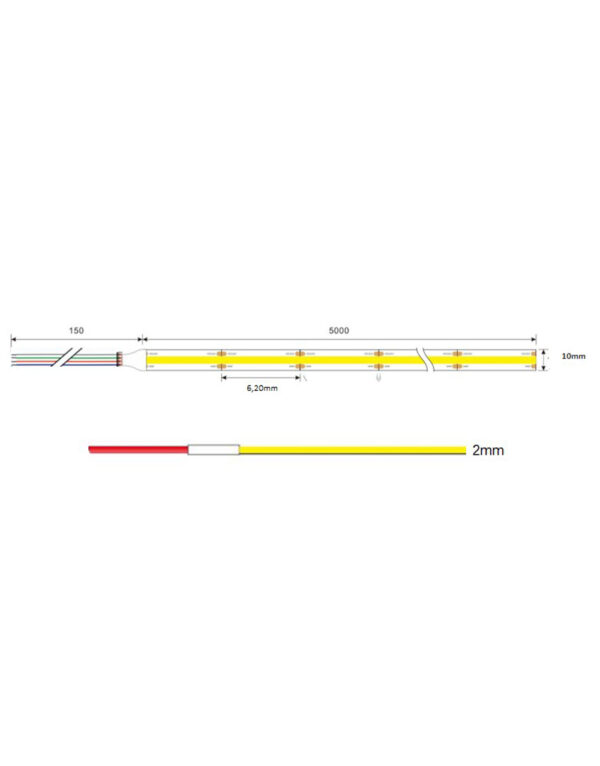 COB LED TAINIA 14W (576led/m-10mm) RGB 24V …lm 140° IP44 DIMMABLE 5M UNIVERSE – 2-U013567