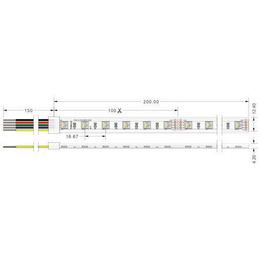 ΤΑΙΝΙΑ 19,2W 24V IP67 RGBW TΩRA 5m – 2-CL500118