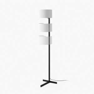 STAND UP BLACK FLOOR LAMP WHITE SHADE E27 20W – 1-FR57211-01