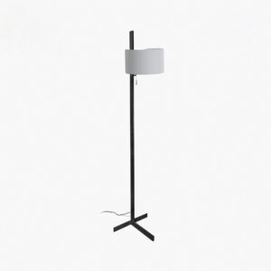 STAND UP BLACK FLOOR LAMP GREY SHADE E27 20W – 1-FR57211-03