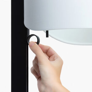 STAND UP BLACK FLOOR LAMP GREY SHADE E27 20W – 1-FR57211-03