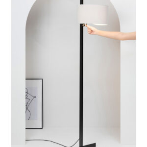 STAND UP BLACK FLOOR LAMP GREY SHADE E27 20W – 1-FR57211-03