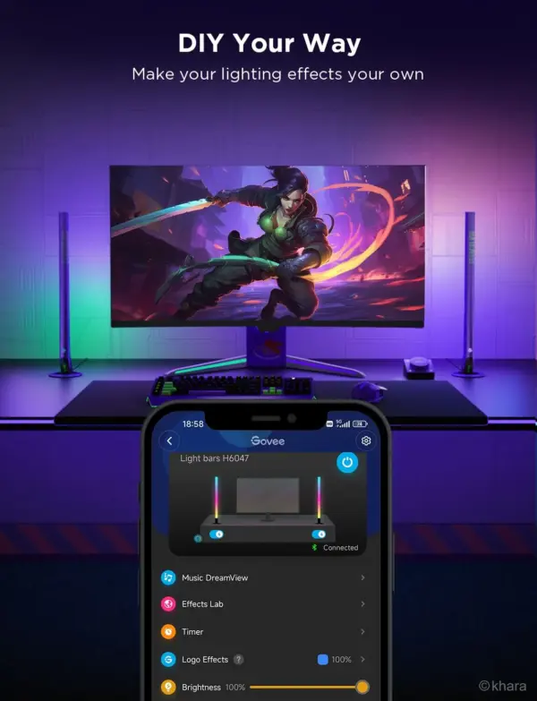 RGBIC Wi-Fi Gaming Light Bars H6047 Govee 1.SH.01.G026