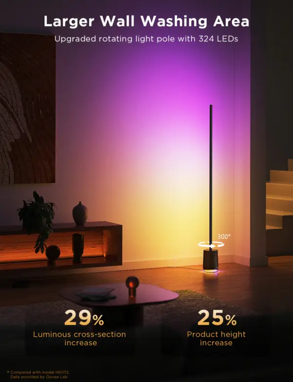 Smart Wi-Fi LED RGBICWW Φωτιστικό Δαπέδου Μαύρο με Ηχέιο H6079 Govee 1.SH.01.G066