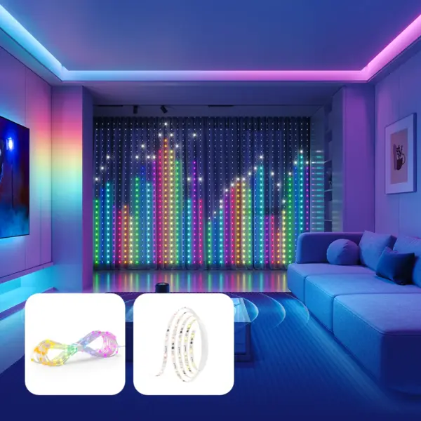 Wi-Fi Smart Λαμπάκια LED Κουρτίνα RGBIC 1.5x2m IP65 H70B1 Govee 1.SH.01.G027