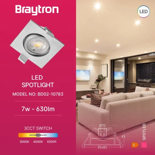 BRY-SPOTLED G3-7W-SQR-SLV-3IN1-LED SPOTLIGHT – BD02-10783