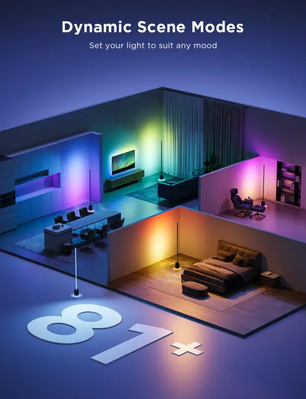 Smart Wi-Fi LED RGBICWW Φωτιστικό Δαπέδου Μαύρο με Ηχέιο H6079 Govee 1.SH.01.G066