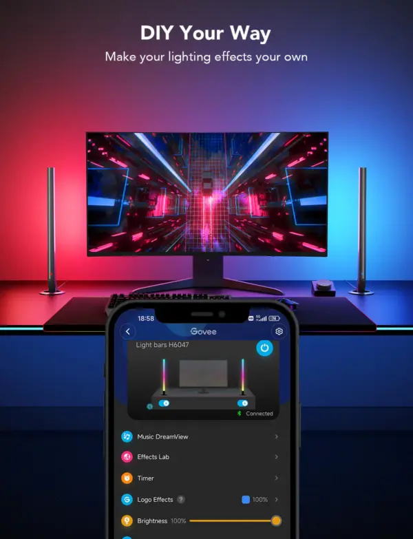 RGBIC Wi-Fi Gaming Light Bars H6047 Govee 1.SH.01.G026