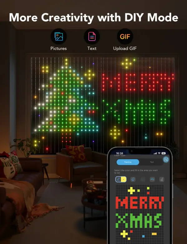 Wi-Fi Smart Λαμπάκια LED Κουρτίνα RGBIC 1.5x2m IP65 H70B1 Govee 1.SH.01.G027
