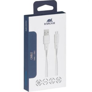 RIVACASE PS6000 Flat USB 2.0 to micro USB Cable 1.2m ΛΕΥΚΟ – 2-DVPS6000WT12