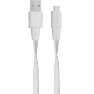 RIVACASE PS6000 Flat USB 2.0 to micro USB Cable 1.2m ΛΕΥΚΟ – 2-DVPS6000WT12