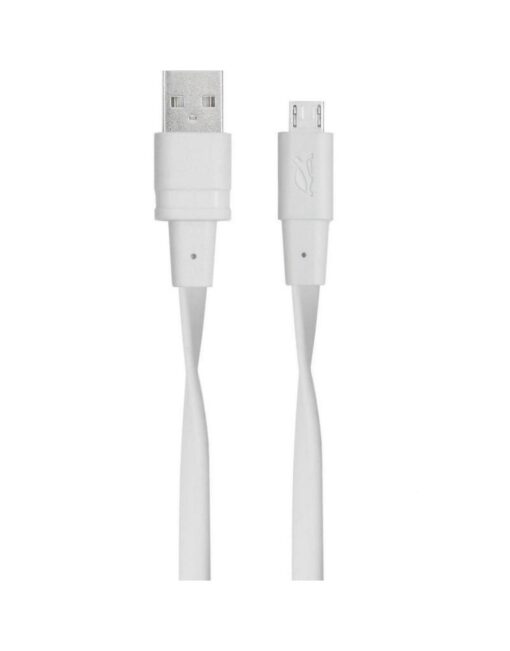 RIVACASE PS6000 Flat USB 2.0 to micro USB Cable 1.2m ΛΕΥΚΟ – 2-DVPS6000WT12