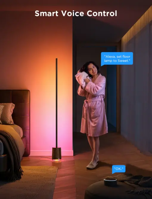 Smart Wi-Fi LED RGBICWW Φωτιστικό Δαπέδου Μαύρο με Ηχέιο H6079 Govee 1.SH.01.G066