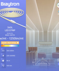Ταινία led cob 12w/m 1250lm/m 220V IP65 3000k – BS02-00710