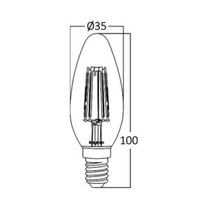 Λάμπα led κερί filament μελί 4W E14 2200K – BB36-00410