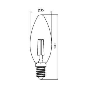 Λάμπα led κερί filament μελί 4W E14 2200K dimmable – BB36-60410