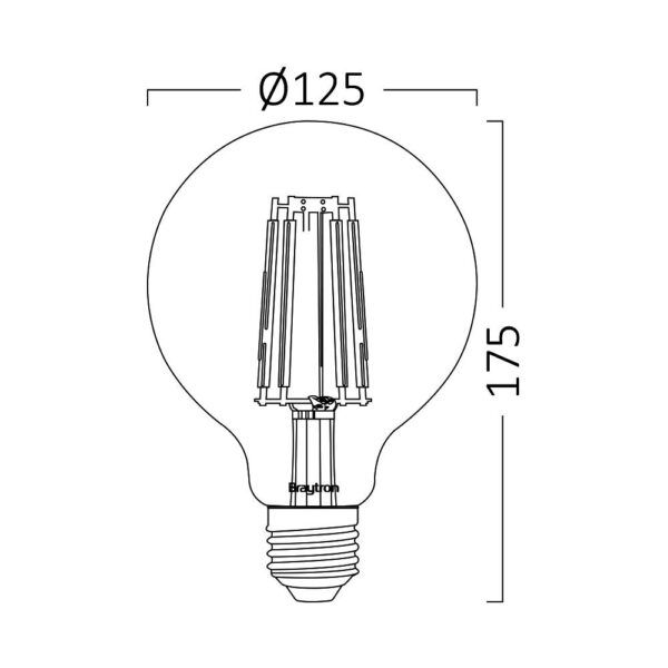 Λάμπα led G125 filament μελί 6W E27 2200K – BB48-00620