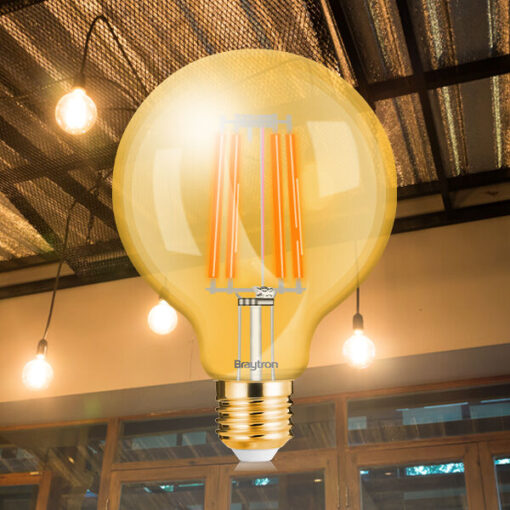 Λάμπα led G95 filament μελί 6W E27 2200K dimmable – BB47-60620
