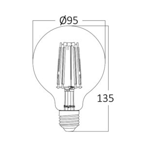 Λάμπα led G95 filament μελί 6W E27 2200K dimmable – BB47-60620