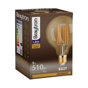 Λάμπα led G95 filament μελί 6W E27 2200K – BB47-00620