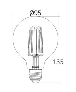Λάμπα led G95 filament μελί 6W E27 2200K – BB47-00620