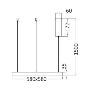 Κρεμαστό Led 46W Bella, CCT, 5200 lm, 58x58cm – BH17-01986
