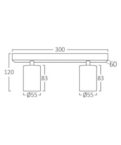 Σποτ “Beta” ράγα 2 x GU10 Μαύρο/Χρυσό – BH04-00826