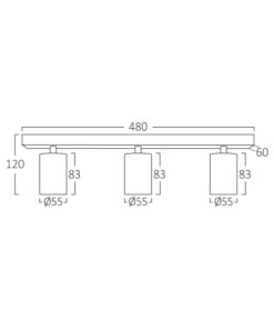 Σποτ “Beta” ράγα 3 x GU10 Μαύρο/Χρυσό – BH04-00836