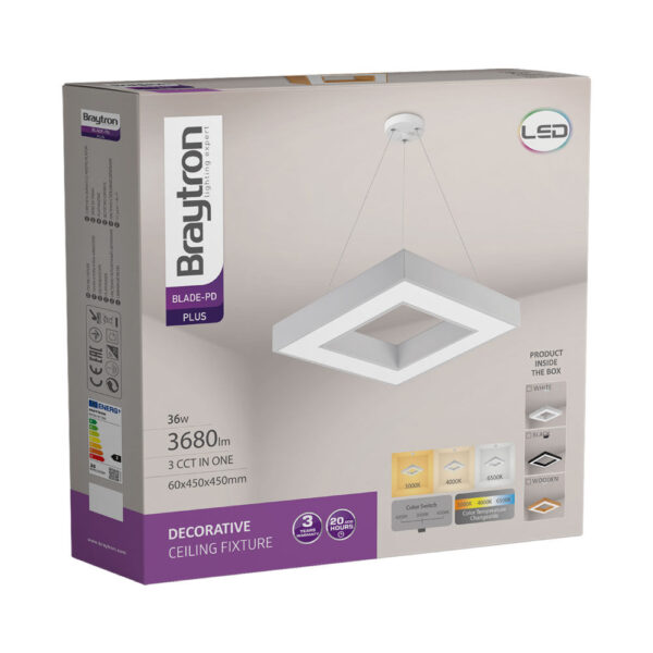 Κρεμαστό Led 36w 3680lm, CCT, 45x45x6cm – BH16-07180