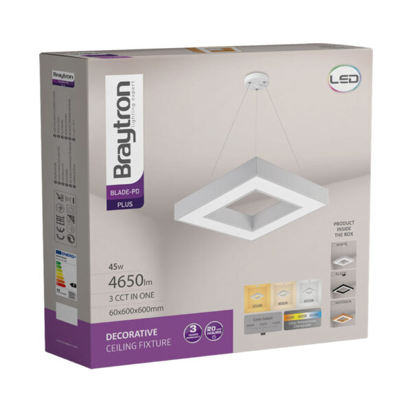 Κρεμαστό Led 45w, CCT με CONTROL 4650lm, 60x60x6cm – BH16-07290
