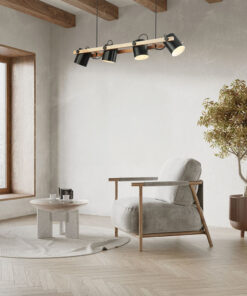 Κρεμαστό φωτιστικό 4 x E27 μαύρο/ξύλο – BV02-00010